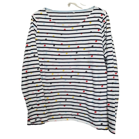 Boden 100% Cotton Striped Polka Dot Long Sleeve T-Shirt Size US 12 - Picture 1 of 7